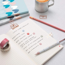 Matilda MOO Notebook - A5 Lined - Hearts - Pink & Rose Gold