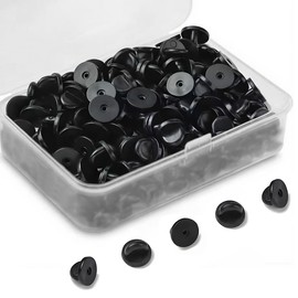 uadbau 50PCS Rubber Pin Backs – PVC Lapel Pin Backings, Replacement for Enamel Pins, Badges, Hats, Brooch, Tie Tack, Butterfly Clutch Cap Keepers – Securely Hold Pins & Accessories - Black