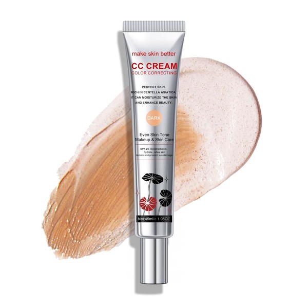 KYDA Color Correcting CC Cream, Dark, Full Coverage Foundation With SPF 25, Hydrating Multitasking Face Concealer, Buildable Natural Looking Even Skin Tone Makeup and Skin Care