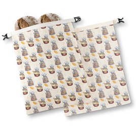 Beeswax Bread Bags for Sourdough & Homemade Bread, 2 Pack Reusable Cotton, 17"x13", Gnome