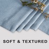 KOUFALL Stone Blue Waterproof Linen Fabric Shower Curtain for Bathroom
