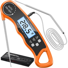 CIRYCASE Meat Thermometer with Dual Probes, Instant Read Digital Food Thermometer, Backlight & Calibration, Hold Function & Magnet Kitchen Cooking Temperature Probe for BBQ, Jam, Air Fryer, Beef, Milk