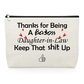 Daughter in Law Makeup Bag Daughter in Law Gifts from Mother Mom Stepdaughter Gifts Cosmetic Bag Christmas Birthday Presents for Stepdaughter Valentine Day Wedding Presents Travel Cosmetic Pouch