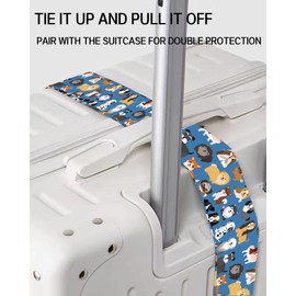 ASJHFDIR Luggage Straps for Suitcases, Adjustable Travel Belt, Durable Wide Luggage Strap, Cute Suitcase Strap Identifiers with Buckle, Bag Straps for Luggage, Cute Dogs