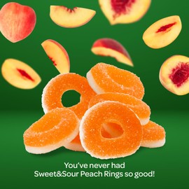 Peach Rings - 1 Pound Bag - Peach Gummy Candy - Sugar Coated Sweet and Sour Candy, Chewy Gummy Rings for Snacking and Sharing, Perfect for Office Jars and Gift Baskets