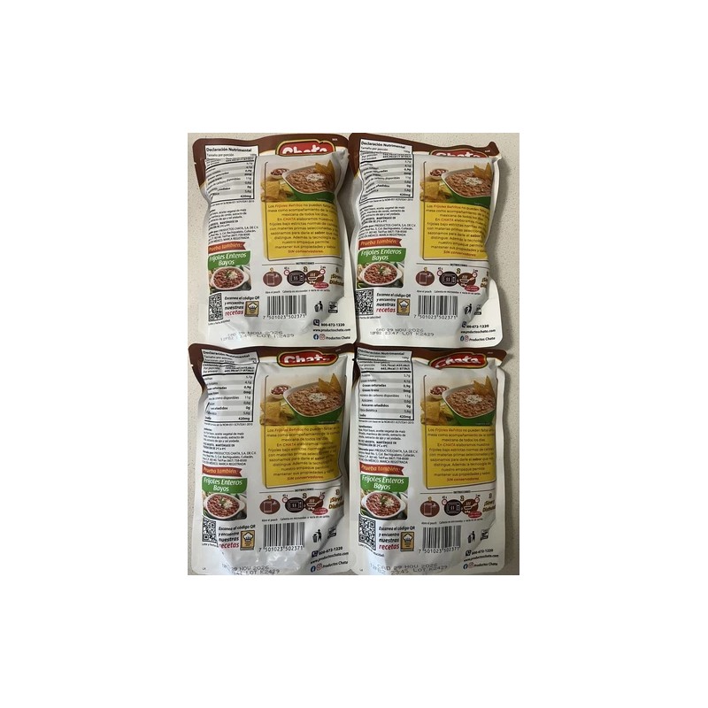CHATA 4 Bolsas CHATA FRIJOLES REFRITOS BAYOS 430 G From