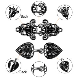 4 Pieces Vintage Sweater Shawl Clips Brooches and Pins for Women Sweater Clips Cardigan Clip Dress Clips Back Cinch (Black)