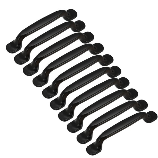Qrity 10x Black Aluminum Cabinet Door Drawer Handles Knobs Pull