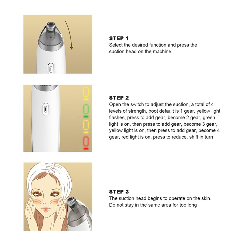 Electric 4‑In‑1 Blackhead Removal Pore Cleaner Suction USB Charging Face