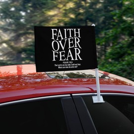 Graphics & More Christian Faith Over Fear Car Truck Flag with Window Clip On Pole Holder