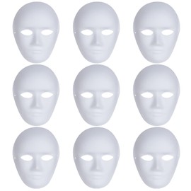 Yookat 9 Pieces DIY Full Face Masks Plain White Mask Full Face Blank Paintable Mask Mardi Gras Masks Masquerade Masks