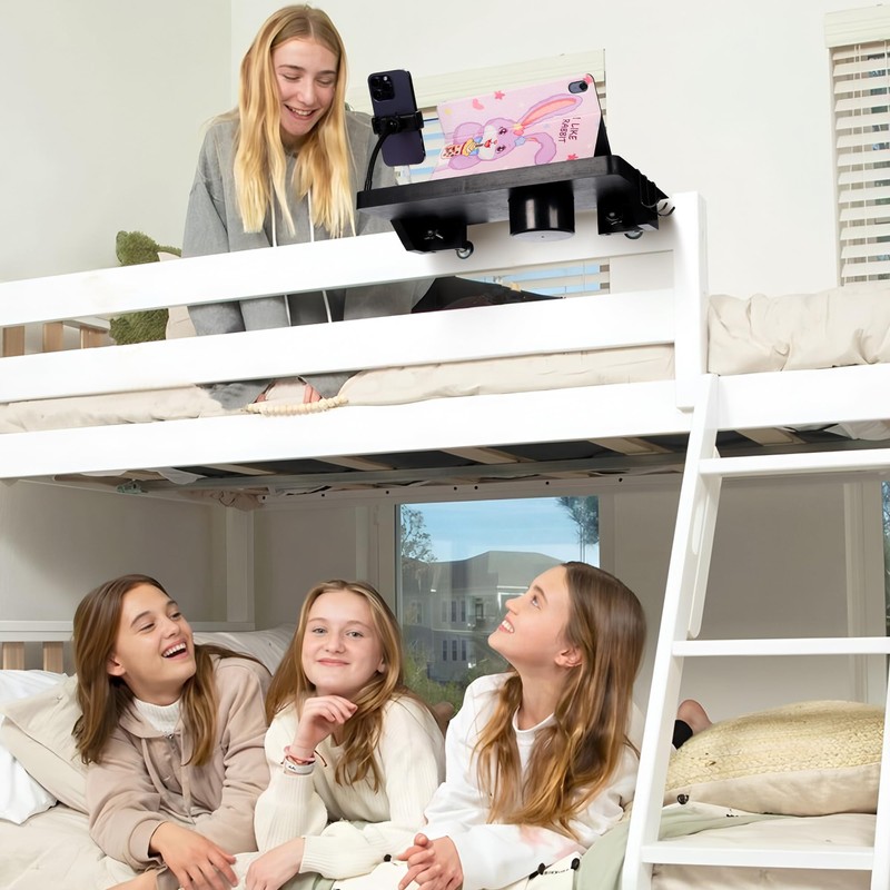 Fivebop Bedside Shelf for Dorm Bed & Top Bunk, Bamboo