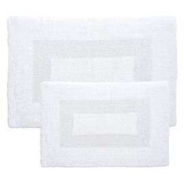 Bedford Home 100% Cotton 2 Piece Reversible Rug Set - White