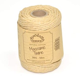 50M Spools - Everlasto Single Twist Soft Cotton Coloured Macrame Craft Twine 38/6 (4mm Approx) (Saffron)