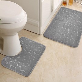 Absorbent Bathroom Rug - Quick Dry Set | Microfiber Coral Fleece Washable Bath and Pedestal Mat Sets for Bathroom, Toilet, Kitchen