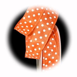 The New 5 Yards Orange White Polka Dot Wired Ribbon 1 1/2" W Perfect for Crafting, Gift Wrapping, and Decorating Ribb1w00828