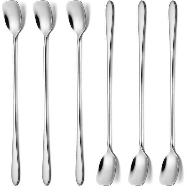 Long Coffee Spoons Steel 6 Pieces Stainless Steel Coffee Stirrer Ice Cream Scoop Cocktail Mixing Spoon (6)