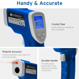 Etekcity Termómetro infrarrojo 749 (no para humanos) pistola de temperatura digital sin contacto láser IR termómetro, 14.4 °C ~ 380.0 °C (-50 ℃ ~ 380 ℃), tamaño estándar, azul
