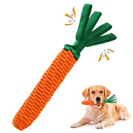 LIFLIX Dog Rope Toy, Carrot, Tug Toy for Dogs, Dog Toy Braided with Crinkle Paper Pendants, Carrot