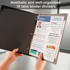 habgp HABGP 3 Ring Binder Dividers with 5-Tabs, 2 Pack 5 Binder Dividers, Letter Size Write & Erase Plastic Index Binder Black, 1/5 Cut, Sheet Protectors, 3 Hole Punch, Total 10 Dividers