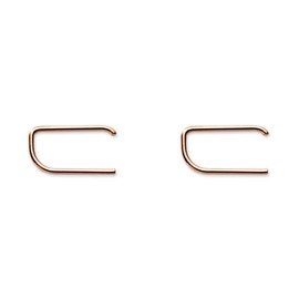 Minimalist Staple Line Cuff Hoop Earrings Sterling Silver for Women Fashion Personalise Ear Piercing Climber Earring 2nd Hole (Rose Gold)