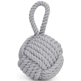 Pomeat Nautical Decorative Door Stopper with Rope Weighted Base - Heavy Duty Door Stop for Home Window Wedge - 6" (Grey)