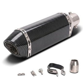 Universal Motorcycle Exhaust Silencer 51 mm Stainless Steel Slip-On Rear Silencer with Mounting Kit, Compatible with FZ6N R1 R3 R6 NMAX TMAX 800