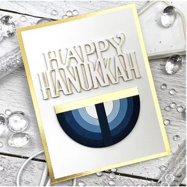 A Set Silver Happy Hanukkah Metal Cutting Dies for DIY Hanukkah Card Making Embossing Paper Die Cuts Sets,Album Scrapbooking Templates Stencils Storage Pockets,Die-Cutting and Embossing