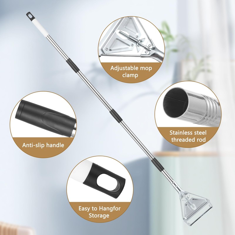 Mop Handle Commercial Heavy Duty, 59-Inch Stainless Steel Adjustable Industrial