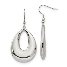 The Black Bow 40mm Puffed Teardrop Dangle Earrings in Stainless Steel