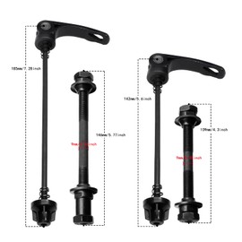 Moicstiy 1Pair Quick Release Bicycle Hubs and Steel Axles, Black Quick Release Bike Axle Hollow Hub Shaft Front and Rear Axle Kit for Mountain Bike (4Pcs)