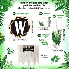 Simply 124 Pcs Boho Classroom Decor Plant Themed Classroom Decor Welcome Bulletin Board Set Home Sweet Classroom Macrame Header Bulletin Board Hexagons Cutouts Leaf Border Trims for Classroom Calendar