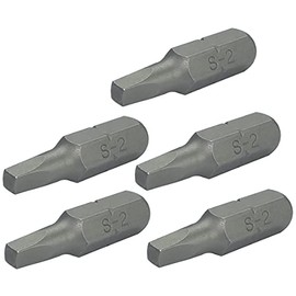 AERZETIX - C50090 - Set of 5 - Square Screwdriver Bits - 1/4 Inch (6.3mm) SQ2 2.8x25mm - for Screws with Square Imprint - DIN 3126 - Made of Steel S2 HRC 58-62