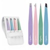 4-Piece Professional Tweezers Set with Case | Stainless Steel |