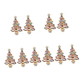 SAFIGLE 5 Pairs Metal Christmas Tree Earrings for Women Fashion Jewelry Teen Girls Stud Earrings Set