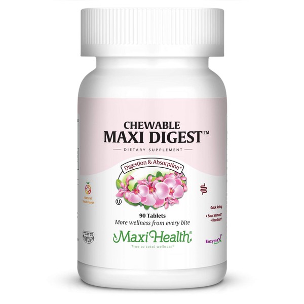 Maxi Health Chewable Digest - Natural Digestive Enzymes - Quick Acting - 90 Chewies - Kosher (MD)