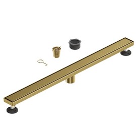 Greenspring Brushed Gold Linear Shower Floor Drain 36-Inch Stainless Steel Bathroom Floor Drain Rectangular Shower Trench Floor Drain