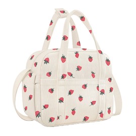 AstraGlam Lunch Bag for Women Adults Men, Cute Insulated Lunch Box Reusable Leakproof Simple Lunch Boxes Soft Corduroy Small Lunch Tote Bag Cool Bag, with Shoulder Strap