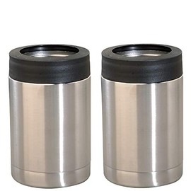Thirsty Rhino Blok, 12 oz Stainless Steel Beer Can & Bottle Holder Can Cooler Insulator, Double Wall Vacuum Insulated, Set of 2 (Silver)