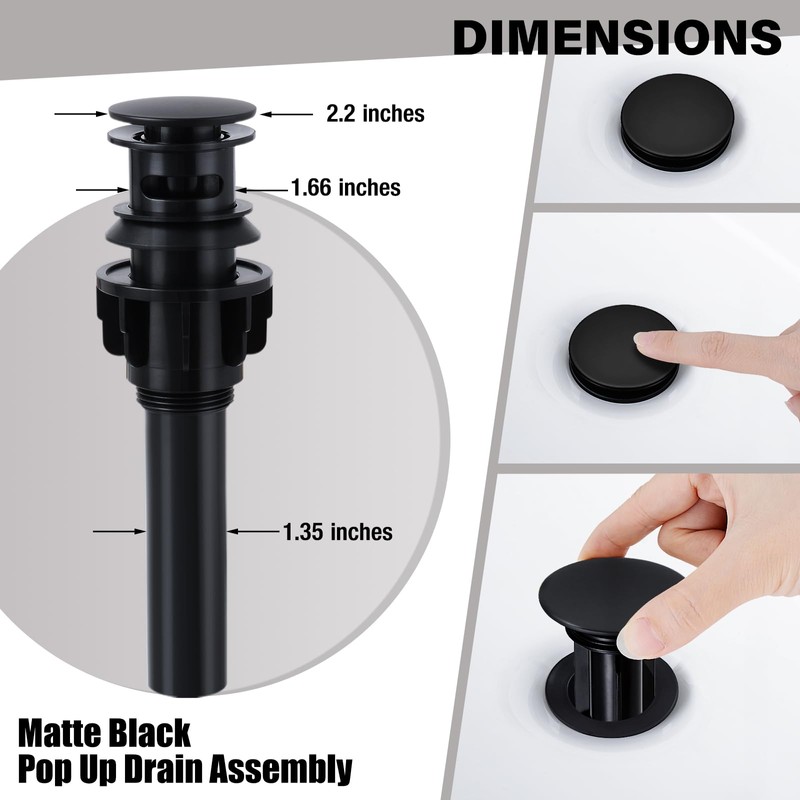 FGKQ Black Bathroom Faucet for Sink 3 Hole, Bathroom Sink