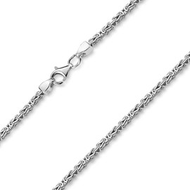 Materia SA-3 Men’s Bracelet Byzantine Chain, 925 Silver Square Bracelet Rhodium-Plated 17, 18, 19, 21, 23 cm in Jewellery Box, Silver, Silver
