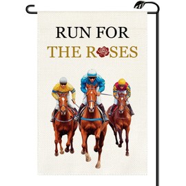 Horse Racing Run for The Roses Jockey Garden Flag 12x18 Inch Vertical Double Sided Festival Small Flags Farmhouse Outside Decoration For Yard Sign(ONLY FLAG) SM02