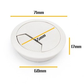 TSUOUKL Pack of 4 Cable Grommets Plastic White Desk Grommet Round Wireless Cable Bore Diameter 60 mm Cable Guide for Push-in Desk Channel Cable Passage