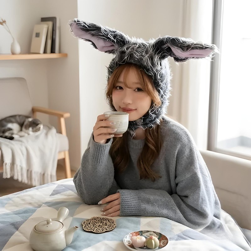 Moerstar Rabbit Ears, Hat, Cosplay, Halloween, Fluffy, Rabbit, Unisex, Cute,