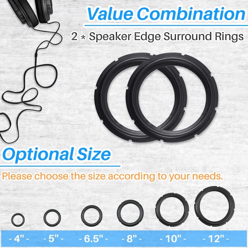 Kalevel 2 Pcs 12 Inch Speaker Surround Rings Rubber Repair