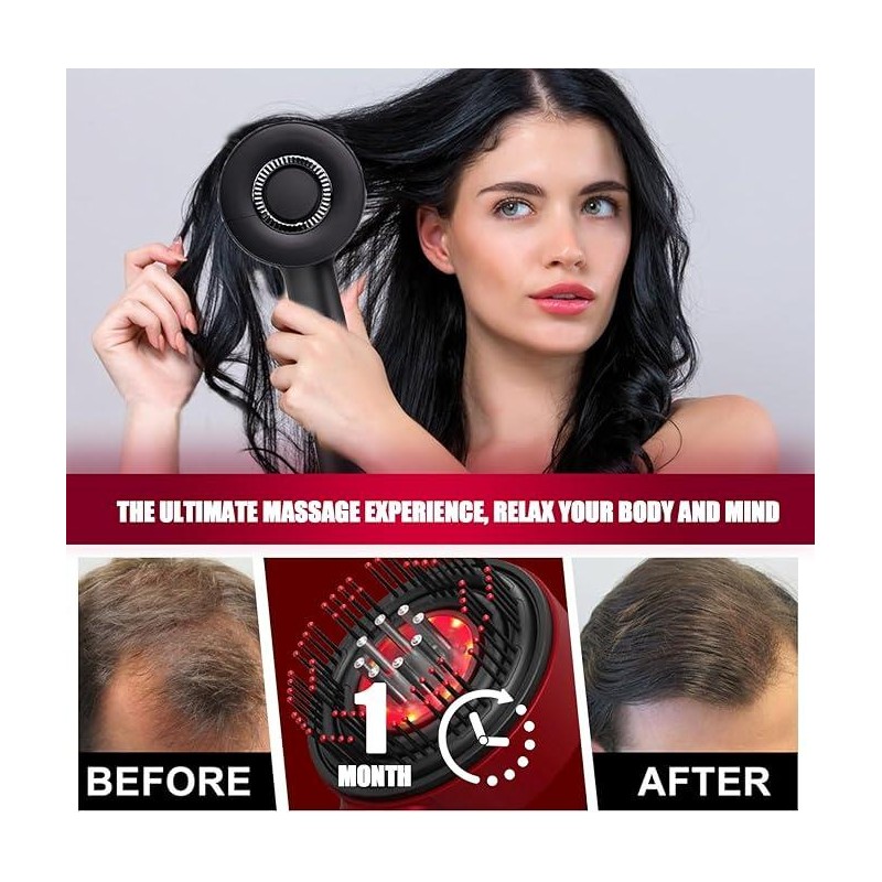 Red Hair Massager, Scalp Massager, Multi-Function Electric Scalp Massage Comb