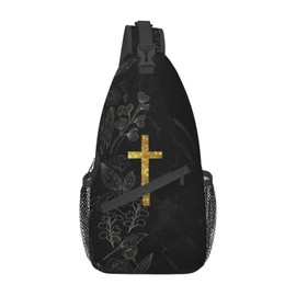 MANQINF Jesus Christian Cross Sling Bag,Casual Crossbody Backpack Shoulder Chest Bag for Women Men Travel Hiking Daypack