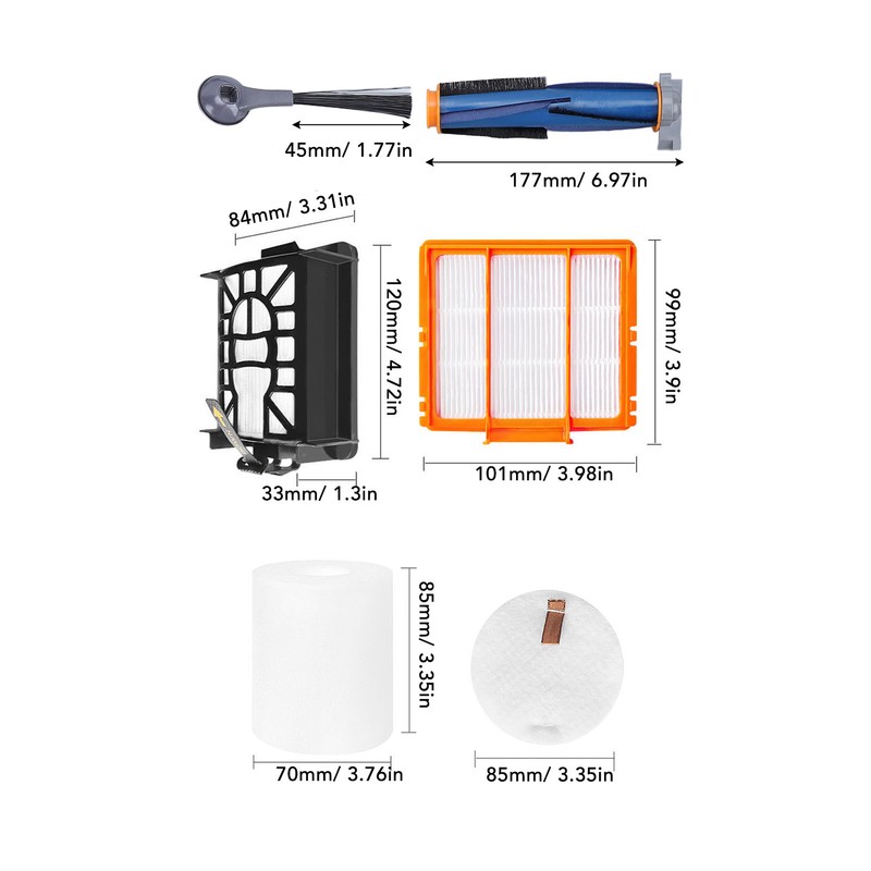 Vacuum Accessories Kit Main Brush Side Brush Filter Mesh Robot