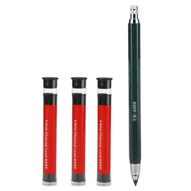 Mechanical Pencil with 3 CasesRefills, 4.0mm Black Refills for Draft Drawing, Carpenter Writing, Crafting, Art Sketching