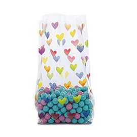 100ea - 3-1/2 X 2 X 7-1/2 Rainbow Hearts Cello Bags - 1.2 mil Thick